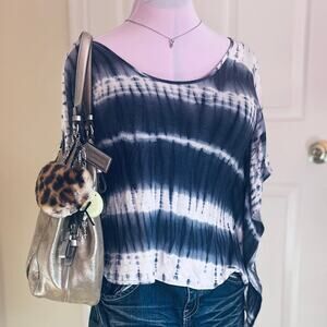 BCBGmaxazria | Blue + White Tie Dye Stripe Dolman Sleeve  | XS